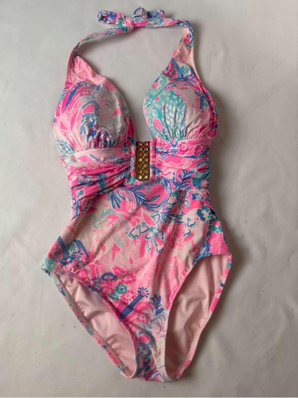 Lilly Pulitzer Lanai One Piece Swimsuit Light Pascha Pink Aquadesiac Size 2